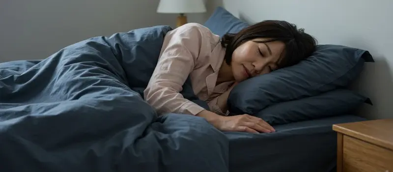 熟睡する40代の女性