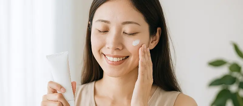 美白コスメを使っている女性