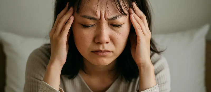 不眠でイライラする女性