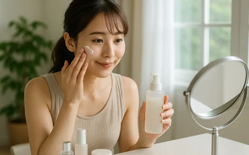 「湿気によるメイク崩れに負けない朝のスキンケア法」のアイキャッチ画像