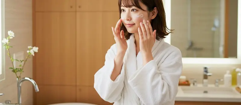スキンケアをする女性