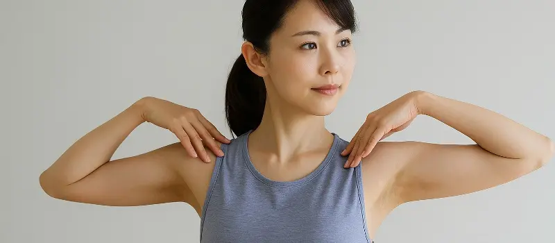 体の歪みをケアするストレッチをする女性