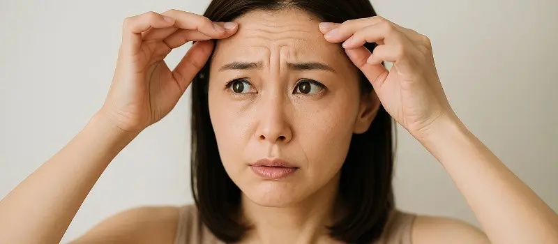 おでこの小じわが気になる女性