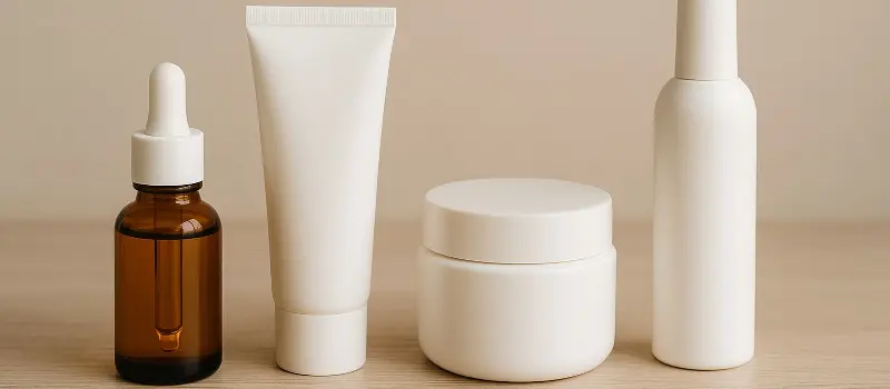 目尻とおでこの小じわをケアするスキンケア商品のイメージ
