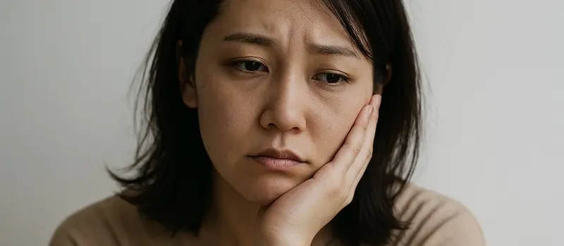 肌のくすみで気分が下がっている女性