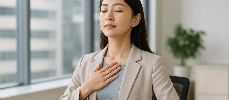 ビジネスでマインドフルネスのストレス低減法を実践する女性