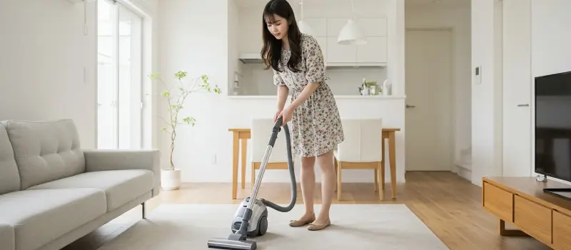 家事をしながらマインドフルネスを意識する女性