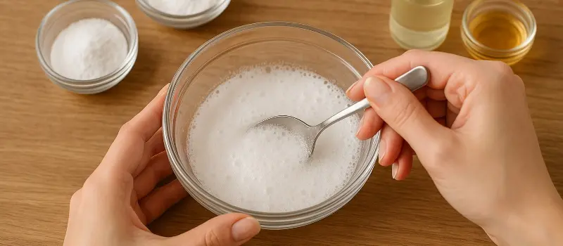 炭酸パックを手作りしている様子