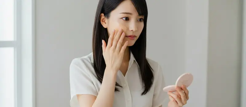 化粧下地を塗る女性