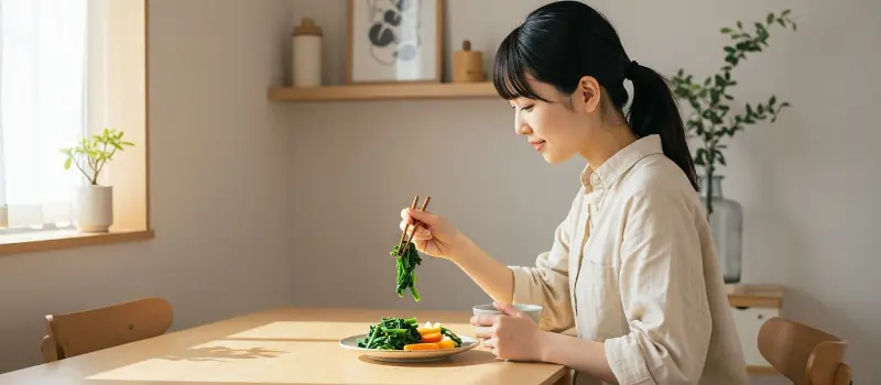 食べる順番ダイエットのやり方を実践する女性