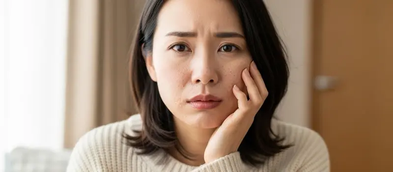 冬に肌が乾燥している女性