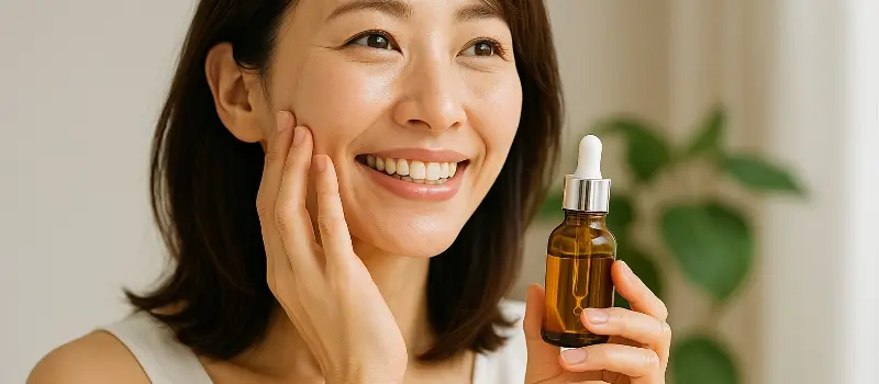 線維芽細胞×発酵でハリをケアする女性