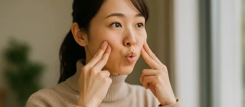 肌のハリアップのための顔ヨガ