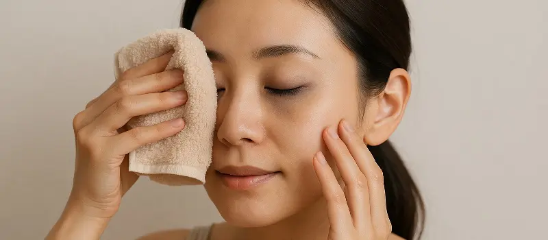 目元のクマの温めエアをする女性